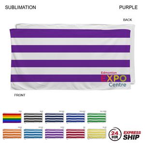24 Hr Express Ship -Cabana Stripe Sublimated, Absorbent Microfiber Dri-Lite Terry Beach Towel, 30x60