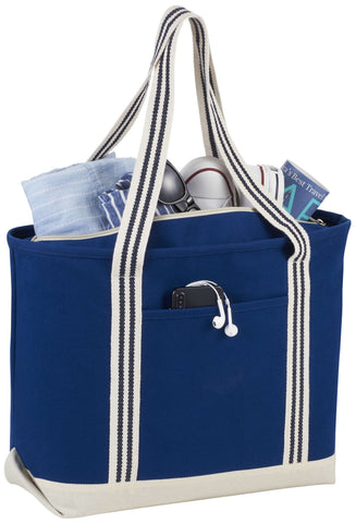 Atlantic Stripe 20oz Cotton Zippered Boat Tote