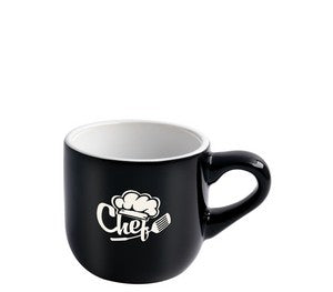 Wellington 3.5oz vitrified ceramic black/white espresso mug - Etched