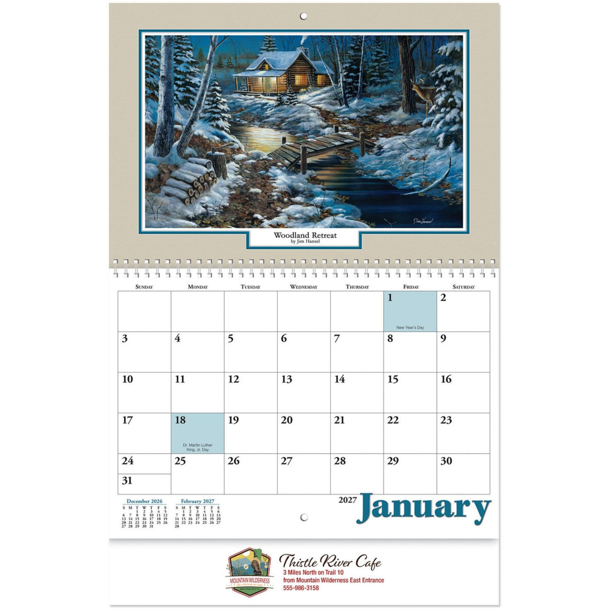 Full Colour Woodland Retreat Spiral Wall Calendar