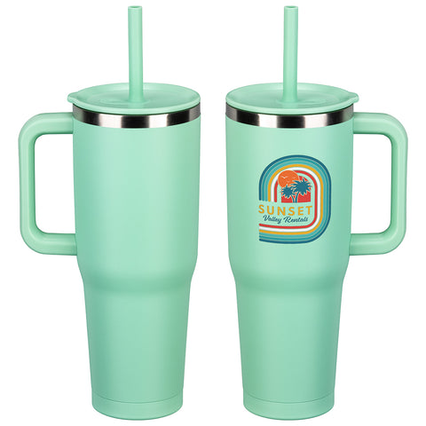 SENSO® Summit 40 oz Insulated Stainless Steel Travel Mug with Press-In Straw
