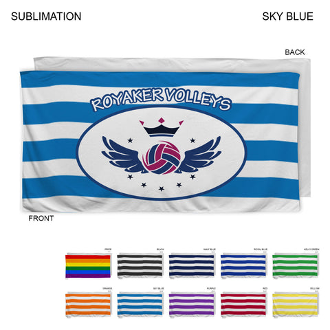 Cabana Stripe Sublimated Plush and Soft Velour Terry Beach Towel, (30
