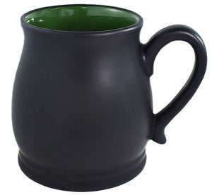 Oslo 16oz 2tone black/green mug in Ripple gift box - Etched