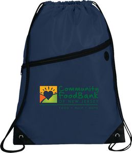 Robin Drawstring Polyester Bag with Front Zipper Pocket