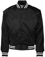 Augusta Unisex Striped Trim Satin Baseball Jacket
