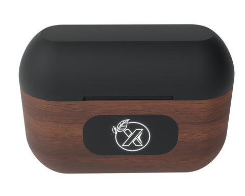 SCX Innovative Design™ Walnut Wood Wireless Earbuds and Charging Case