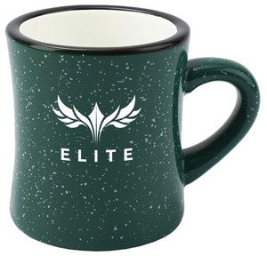 Diner 10oz speckled green exterior/white interior mug