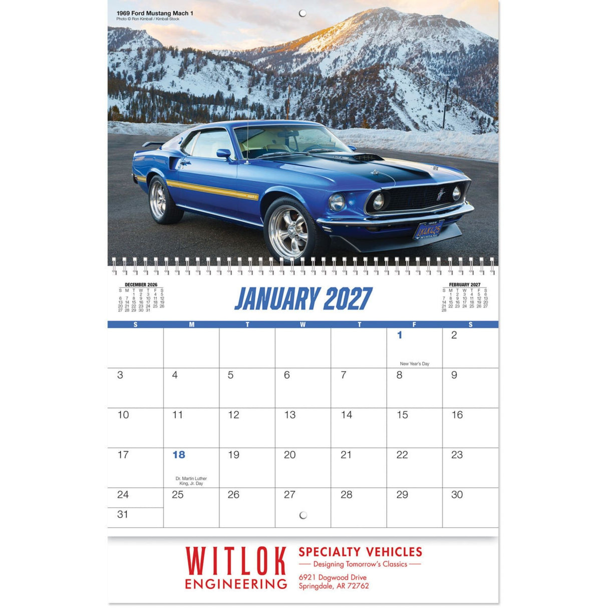 Muscle Car Spiral Wall Calendar