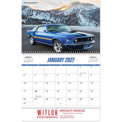 Muscle Car Spiral Wall Calendar