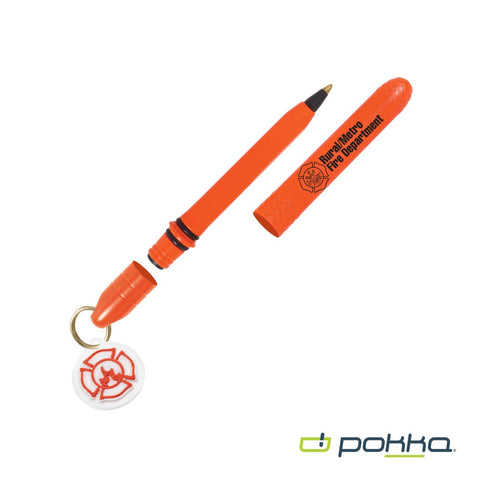 Pokka? Pocket Pen w/Dock & Gold Keyring & Charm in Tin Box