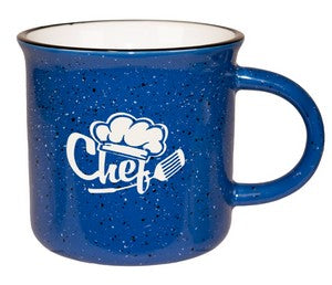 Fireside 16oz speckled blue/white mug with black trim in a Ripple gift box - Etched