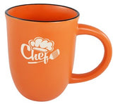 Salem 14oz orange matte ceramic mug with black trim - Etched