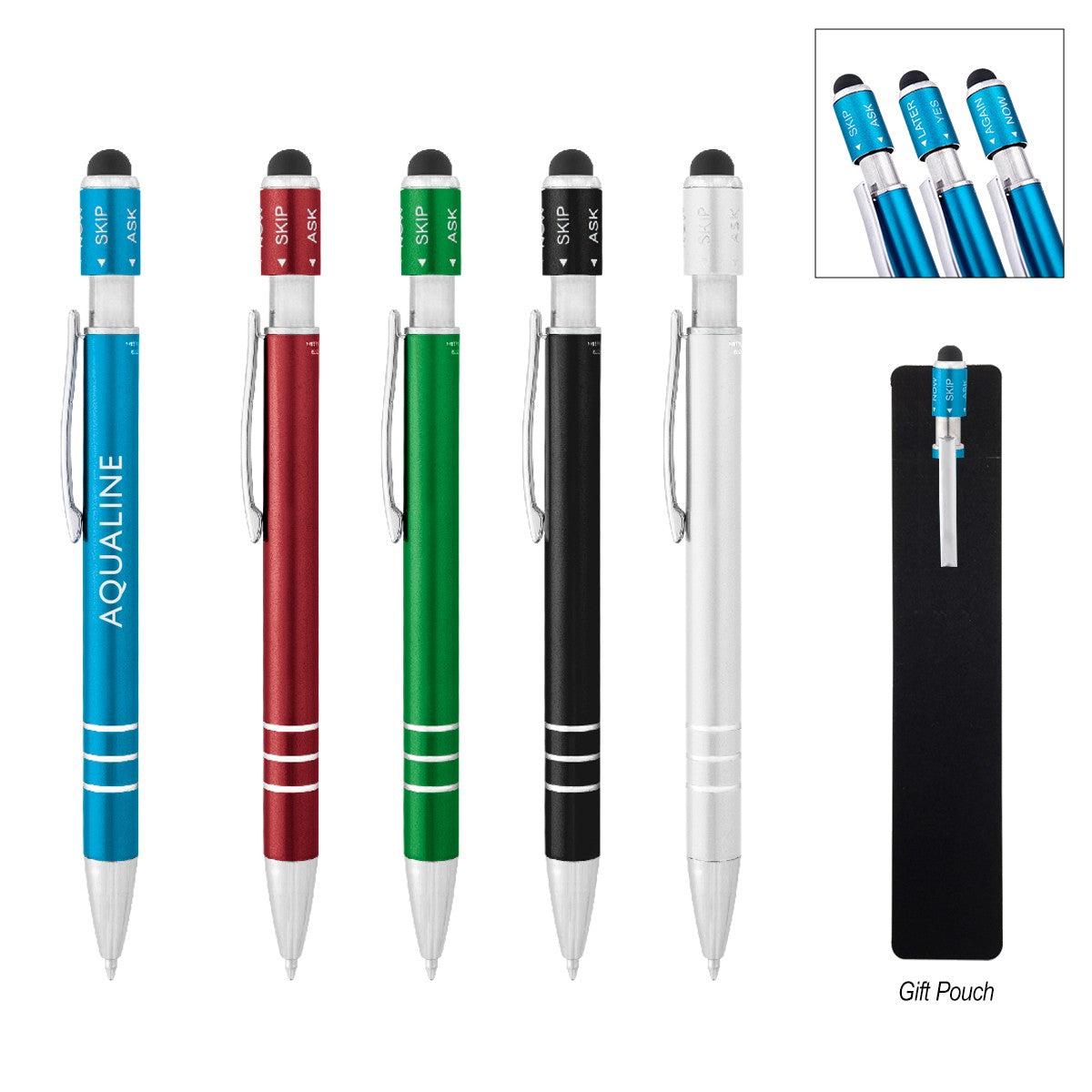 Recycled Aluminum Spin Game Top Pen With Stylus