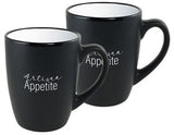 ~Cottager 12oz matte black mug with white interior S/2 in Mystique gift box
