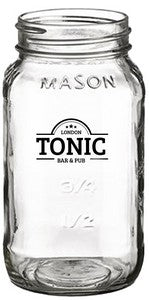 Mason jar 24oz square shape, embossed glass