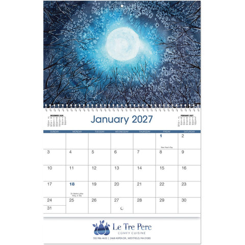 Watercolour Spiral Wall Calendar