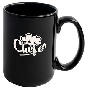 Jumbo 15oz black ceramic mug - Etched