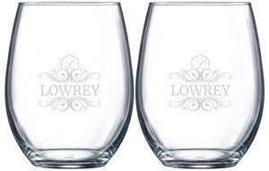 ~Veranda 21oz stemless wine S/2 in Mystique gift box