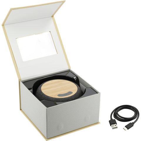 Wireless Charging Garm Fabric & Bamboo Bluetooth Speaker