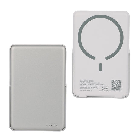 Slimline 5000mAh 20W PD Aluminum Power Bank with 15W Magnetic Wireless Charger