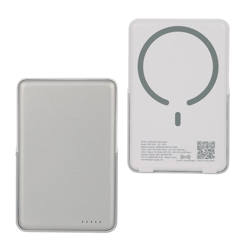 Slimline 5000mAh 20W PD Aluminum Power Bank with 15W Magnetic Wireless Charger