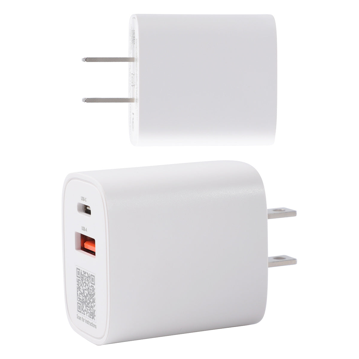 Channel 20W 2- Port PD Wall Charger with Dual Outputs
