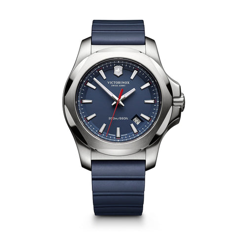 Victorinox® I.N.O.X. Large Blue Dial/Blue Genuine Rubber Strap Watch