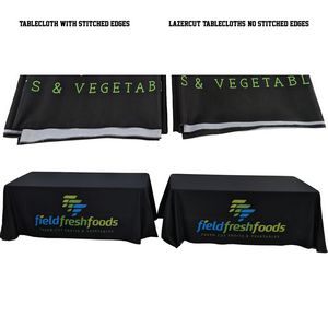 24Hr Express Ship - 6' LazerCut 4-Sided Sublimated Tablecloth, Drape Style, Closed Back