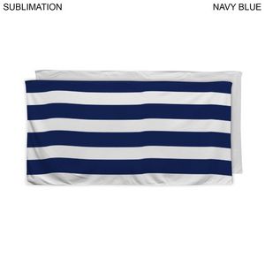 48 Hr Quick Ship - Cabana Stripe Sublimated Plush and Soft Velour Terry Beach Towel, 30x60