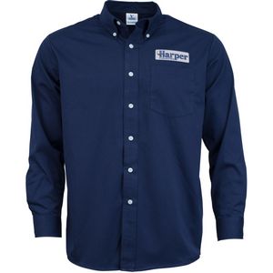 Embroidered Mens Long Sleeve Twill Dress Shirt