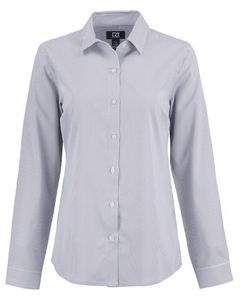 Cutter & Buck Skyline Eco Recycled Pinstripe Womens Long Sleeve Dress Shirt