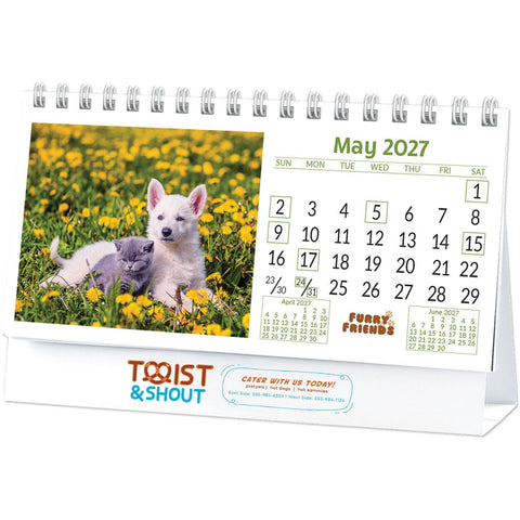 Full Colour Furry Friends Desk Calendar