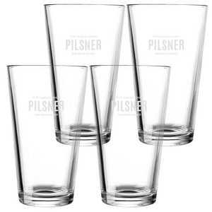 ~Mixing Glass 16oz clear, set of 4 in a Sable gift box - Etched