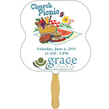 Hourglass Glued Hand Fan (1 Side/ Four Color Process Imprint)