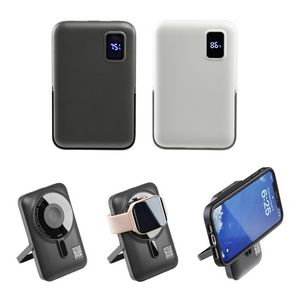 Regal 10000mAh 20W PD Power Bank w/15W Magnetic Wireless Charger, Watch Charger & Phone Stand