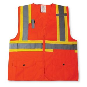 Orange Zipper & Back Pocket Safety Vest