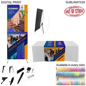 Tradeshow Package, Banner with X-Stand + Sublimated Tablerunner, Easy to setup