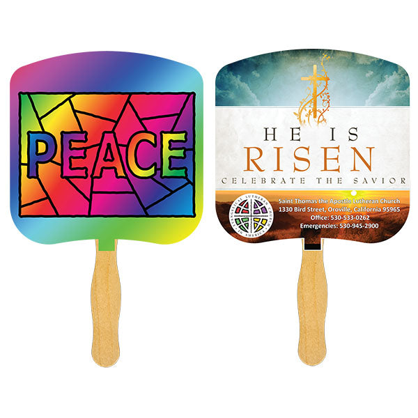 Religious Hand Fan/ Peace Stained Glass