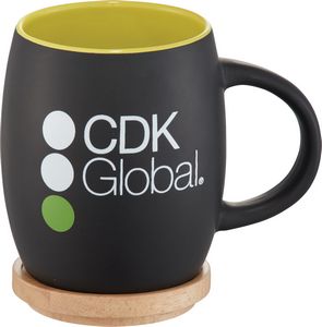 Hearth Ceramic Mug with Wood Lid/Coaster 15oz