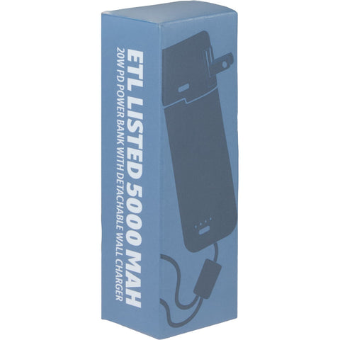 ETL Listed 5000 mAh 20W PD Power Bank with AC Plug