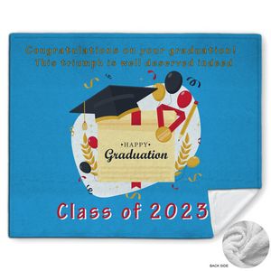 Graduation Blanket in Plush and cozy Mink Flannel Fleece, 50x60, Couch size, Sublimated edge to edge