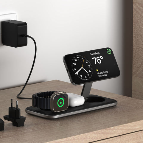 SATECHI® Qi2 Trio Wireless Charging Pad w/Type A,C,G Plugs