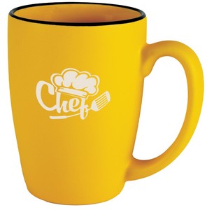 Houston 16oz matte yellow/black ceramic mug in Ripple gift box- Etched