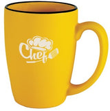 Houston 16oz matte yellow/black ceramic mug in Ripple gift box- Etched