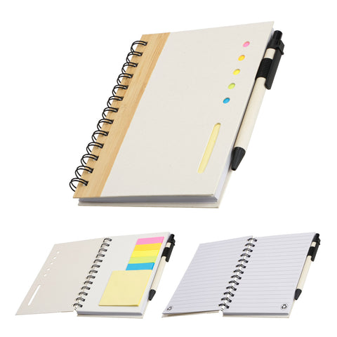 Camber Spiral Notebook with Colorful Sticky Notes & Pen