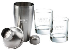 ~Shaker & Gina Tumbler Set, 1 shaker, 2 tumblers glasses in a Shadow Gift box - Etched