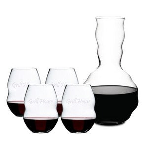 ~ Swirl Decanter & 4 Swirl wine Riedel crystal Set, gift boxed