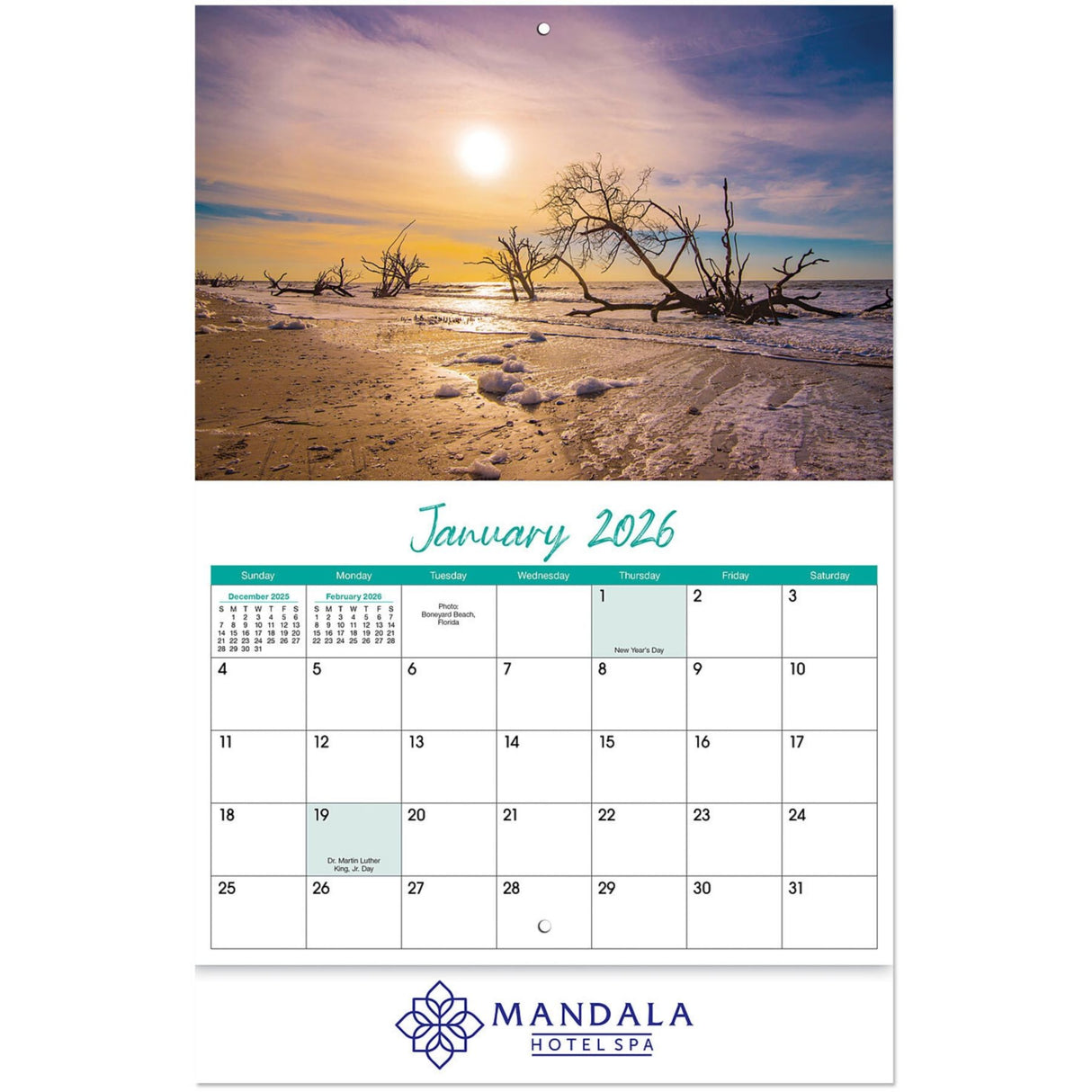 Beaches Stapled Wall Calendar