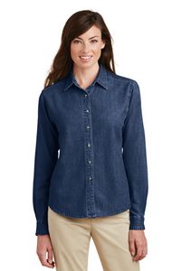 Port & Company® Ladies' Long Sleeve Value Denim Shirt