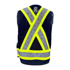 Navy Blue Cotton Surveyor Safety Vest w/Full Mesh